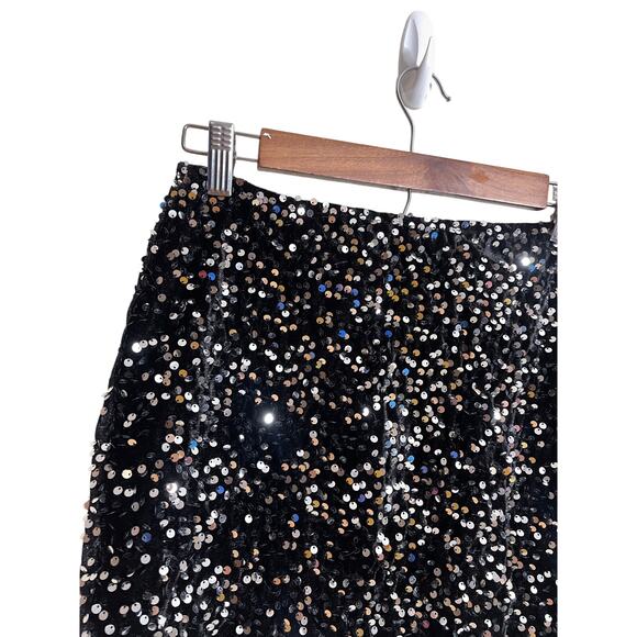 Vassia Kostara Sequin Mini Skirt Black Silver Sparkle Party Holiday Womans Small - Picture 8 of 13